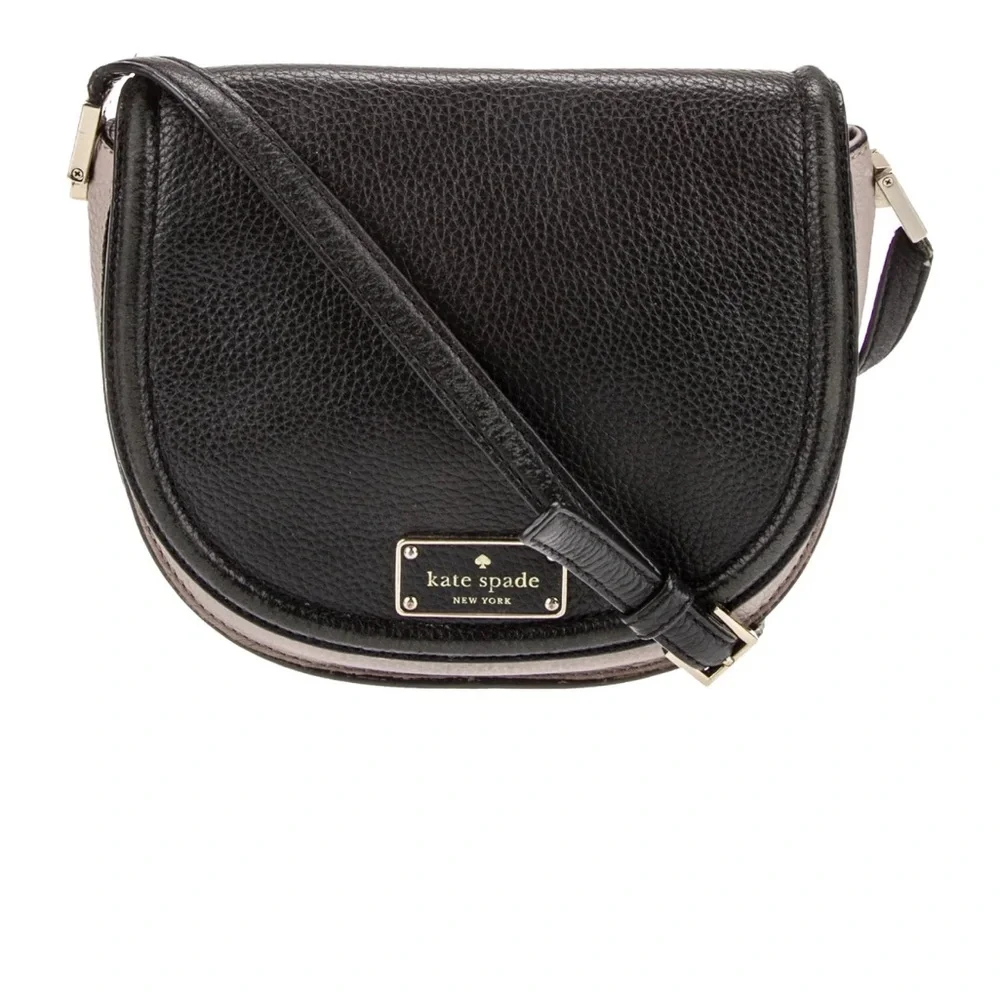Kate Spade Black Beige Cream Dual Color Oliver Street Lily Leather Crossbody Bag